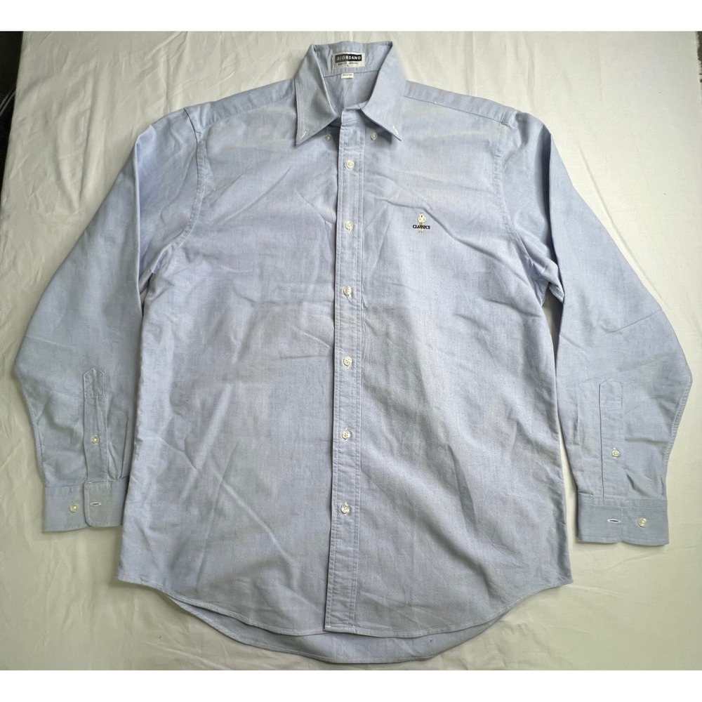 Giordano‎ Classics Mens Blue Long Sleeve Button Down Dress Shirt